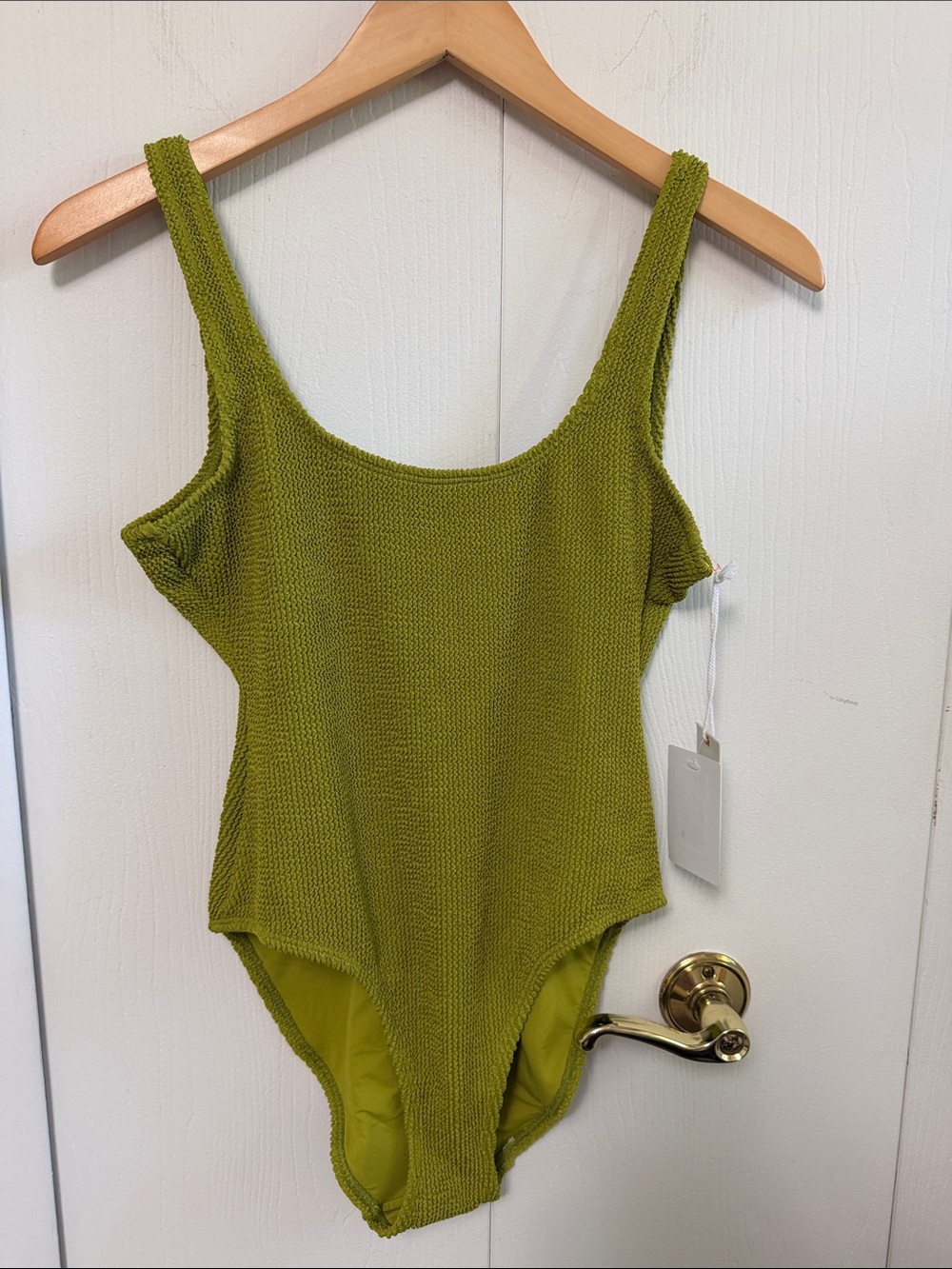 Good American Olive Green Textured Kids One-Piece Swimsuit